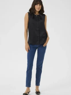 Kaffe Damen Bluse ärmellos KAvera in schwarz
