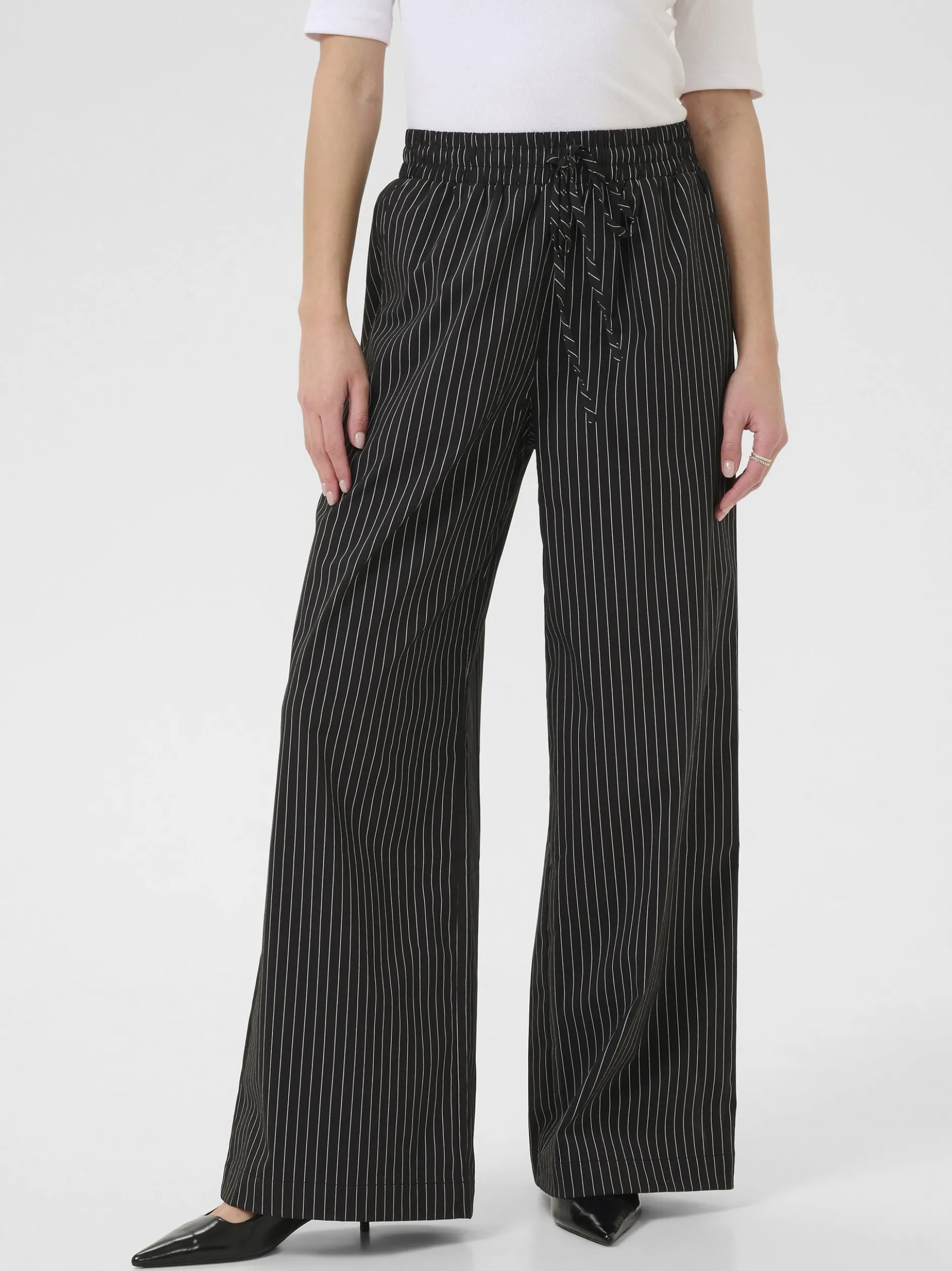 Kaffe Damen Casual Hose KAeliana Elastische Taille in schwarz