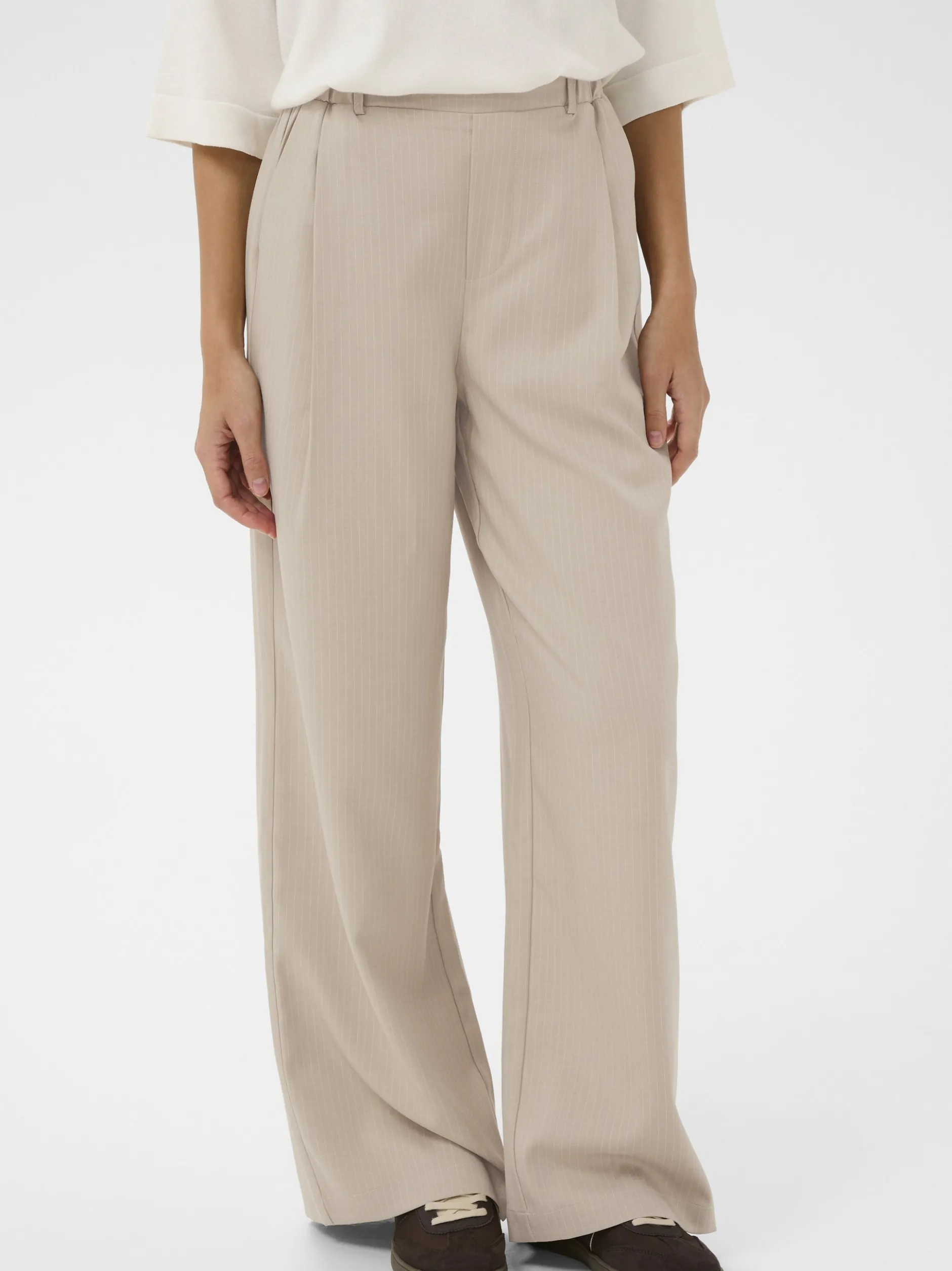 Kaffe Damen Casual Hose KAkaren Elastische Taille in beige