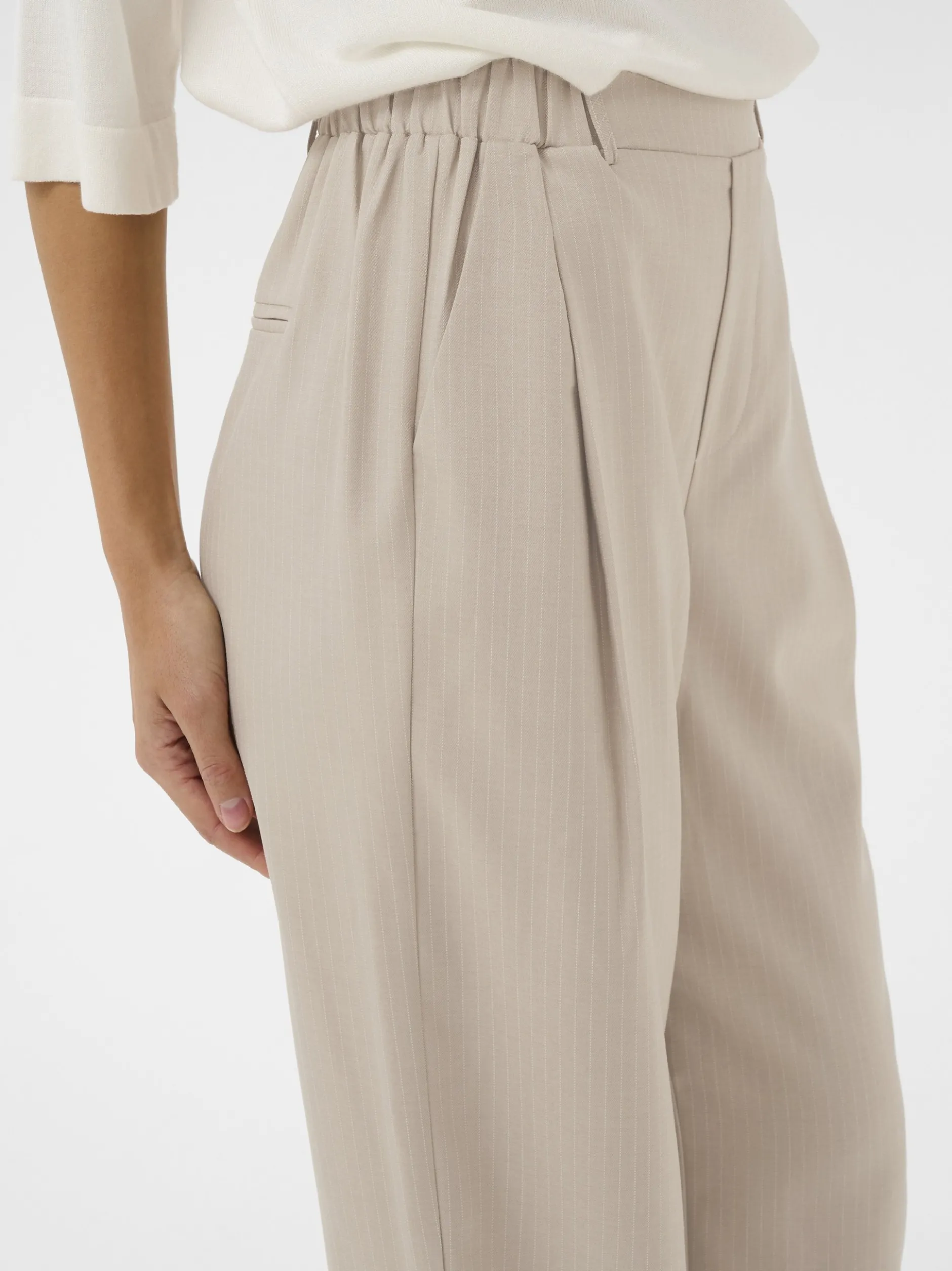 Kaffe Damen Casual Hose KAkaren Elastische Taille in beige