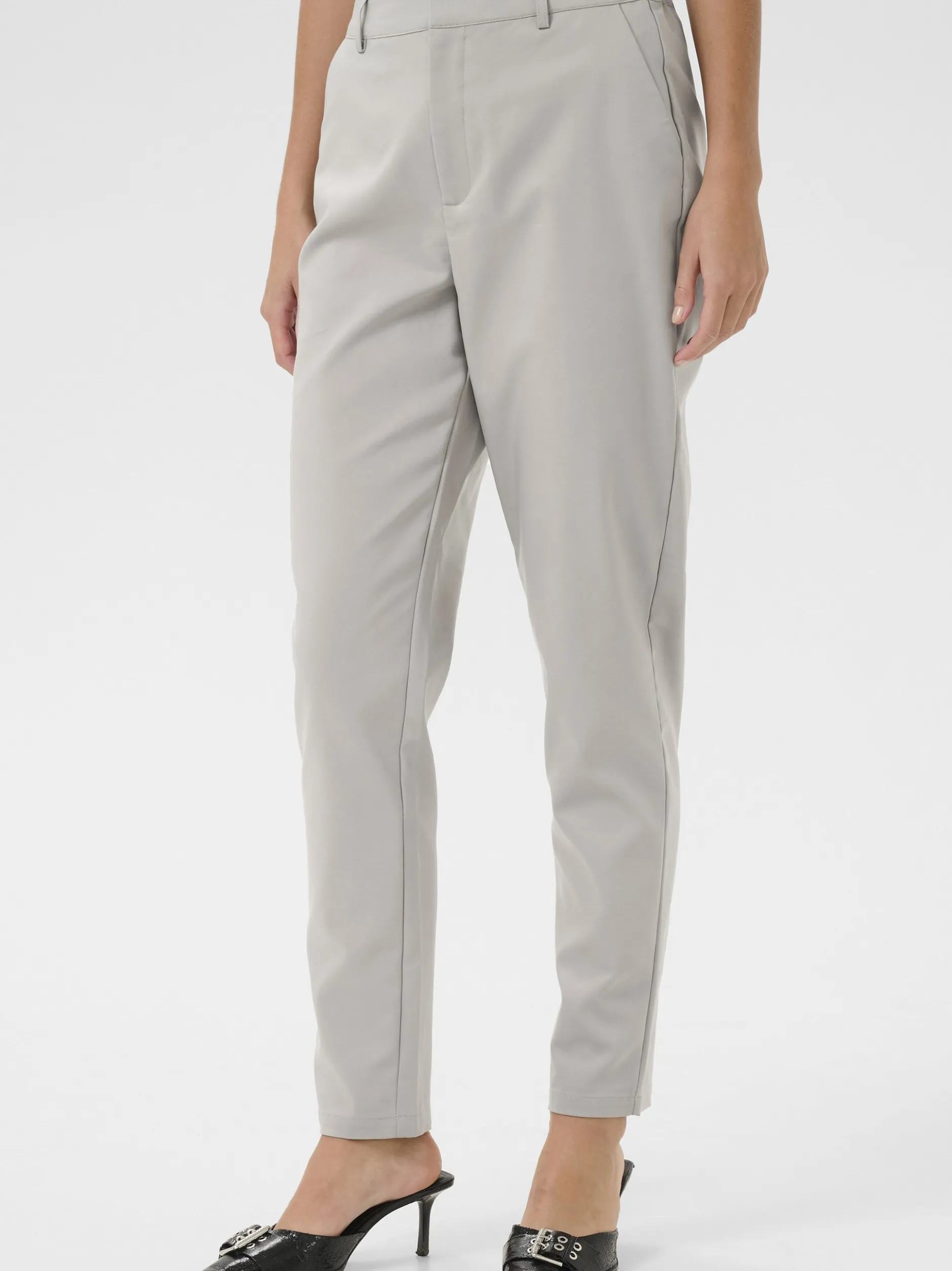 Kaffe Damen Casual Hose KAloraine Hohe Taille in hellgrau