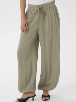 Kaffe Damen Casual Hose KAmeredith Hohe Taille in grün