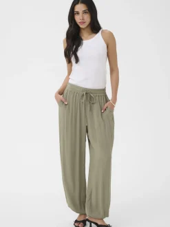 Kaffe Damen Casual Hose KAmeredith Hohe Taille in grün