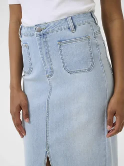 Kaffe Damen Denimrock KAkarla Hohe Taille in light stone denim
