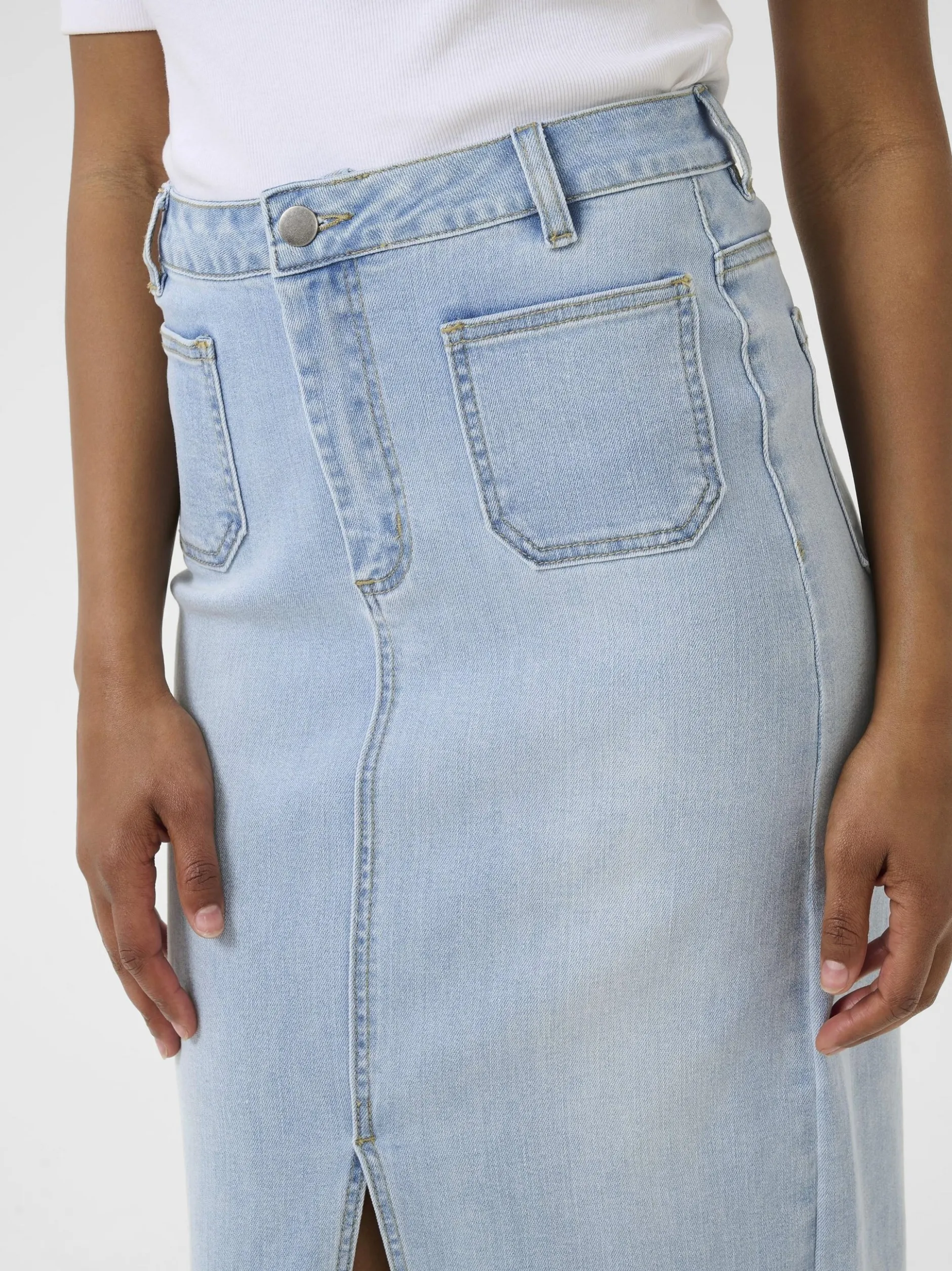 Kaffe Damen Denimrock KAkarla Hohe Taille in light stone denim