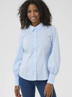 Kaffe Damen Hemdbluse KAnicole in blau