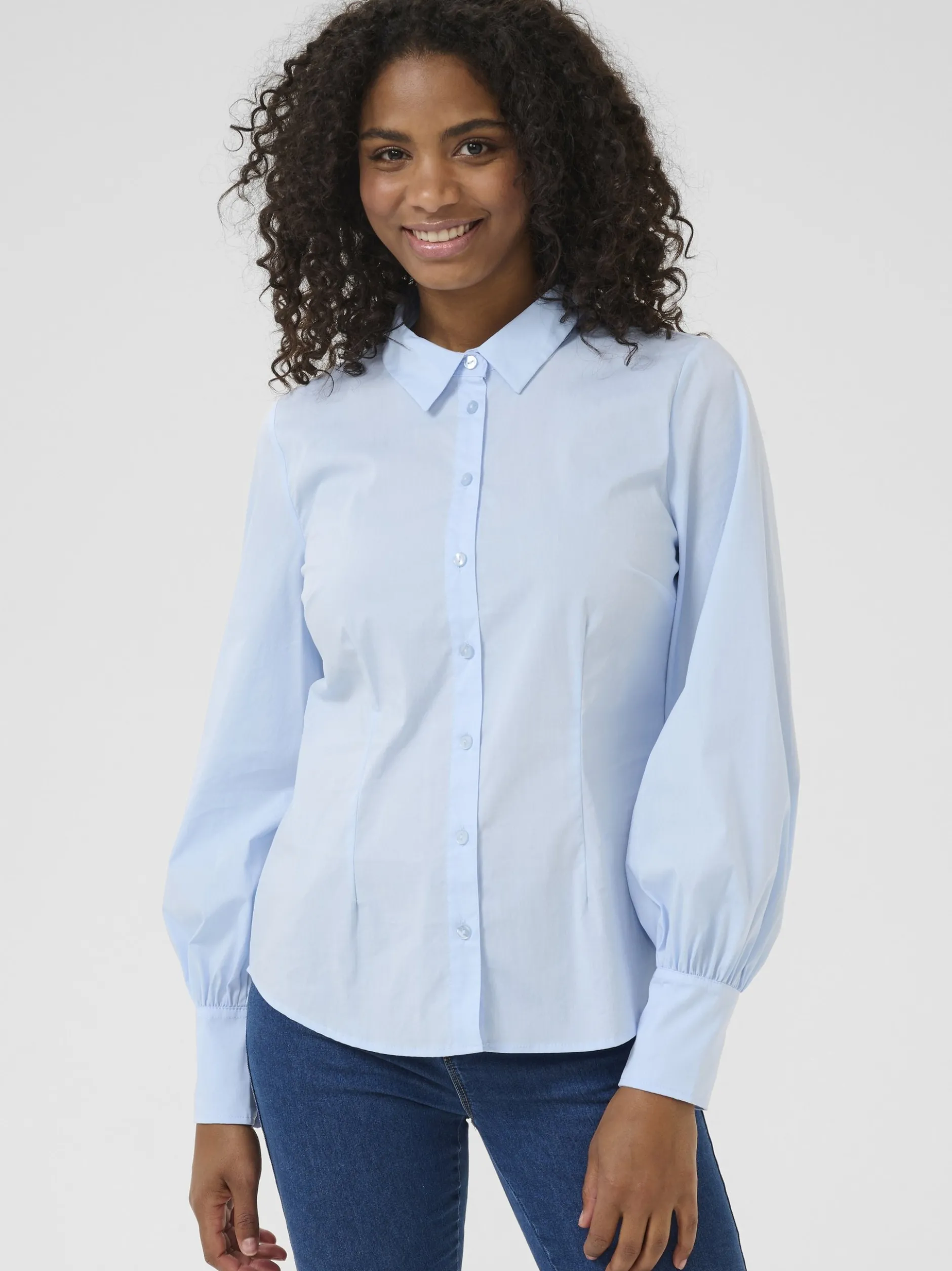 Kaffe Damen Hemdbluse KAnicole in blau