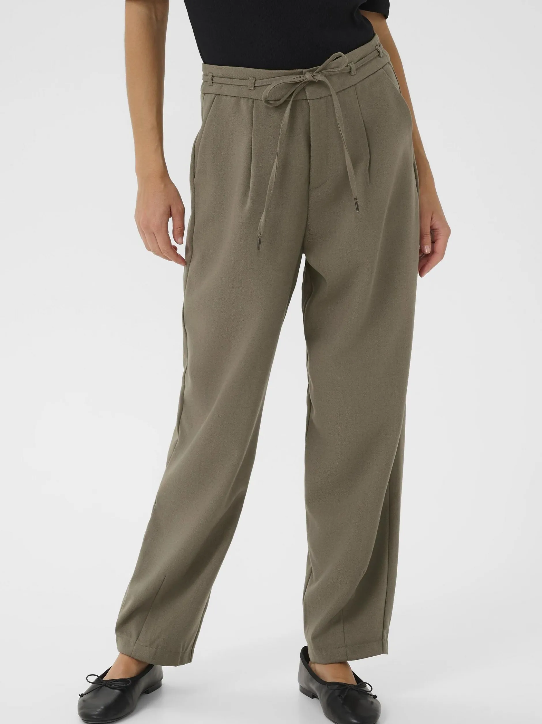 Kaffe Damen Hose KAmerle Hohe Taille in braun