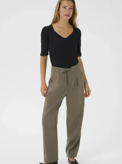 Kaffe Damen Hose KAmerle Hohe Taille in braun