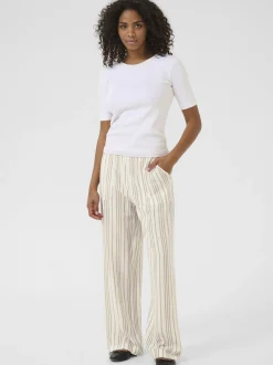 Kaffe Damen Hose KAmilia Hohe Taille in weiß