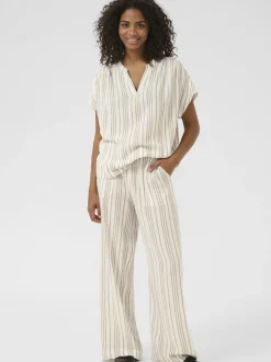 Kaffe Damen Hose KAmilia Hohe Taille in weiß