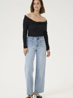 Kaffe Damen Jeans KAkarla Hohe Taille in blau
