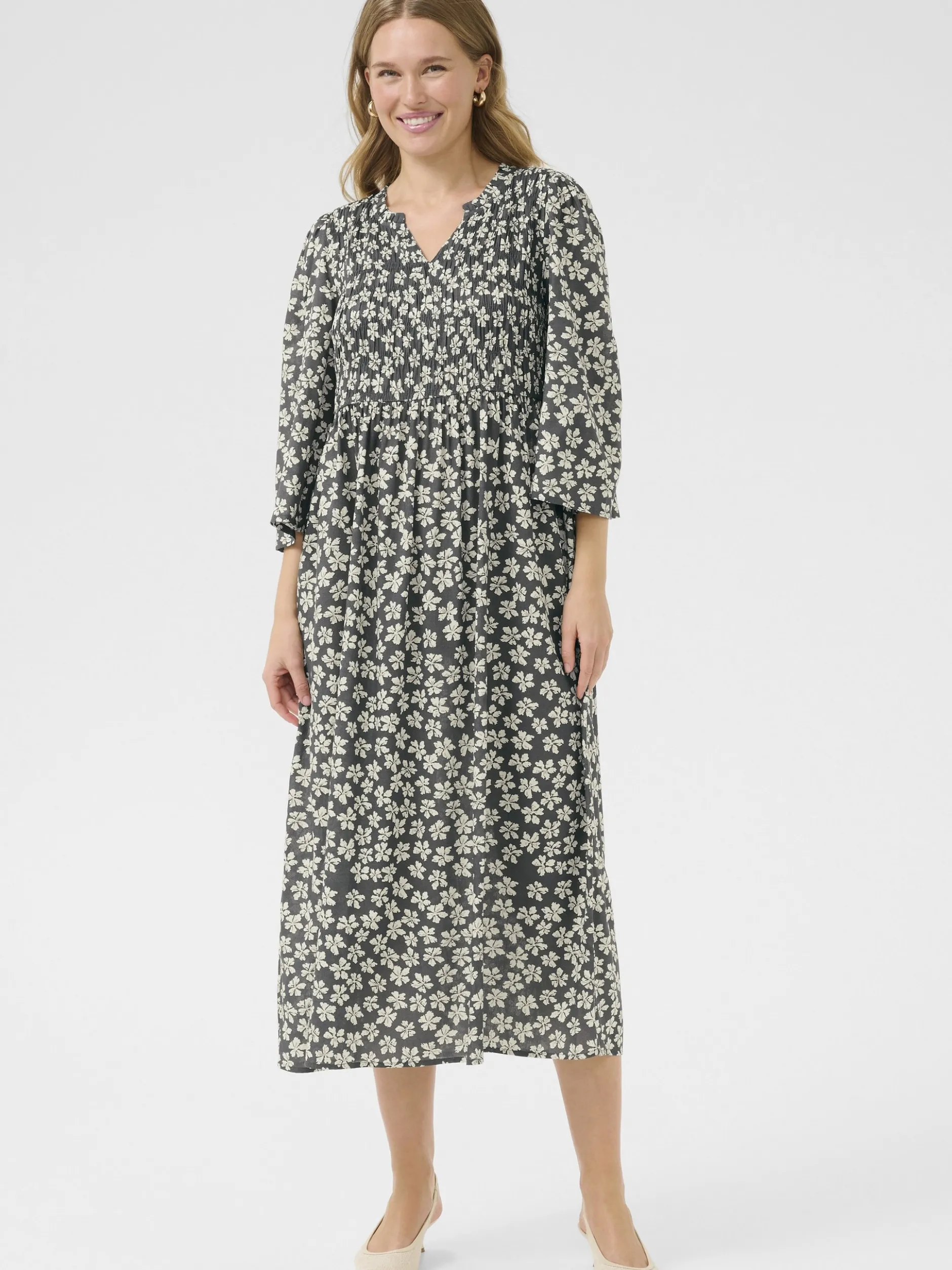 Kaffe Damen Kleid BPviolet Elastische Taille in grau