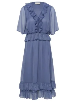 Kaffe Damen Kleid KAdemi Elastische Taille in blau