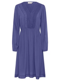 Kaffe Damen Kleid KAfreia Elastische Taille in blau