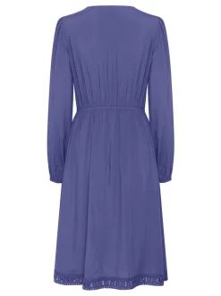 Kaffe Damen Kleid KAfreia Elastische Taille in blau
