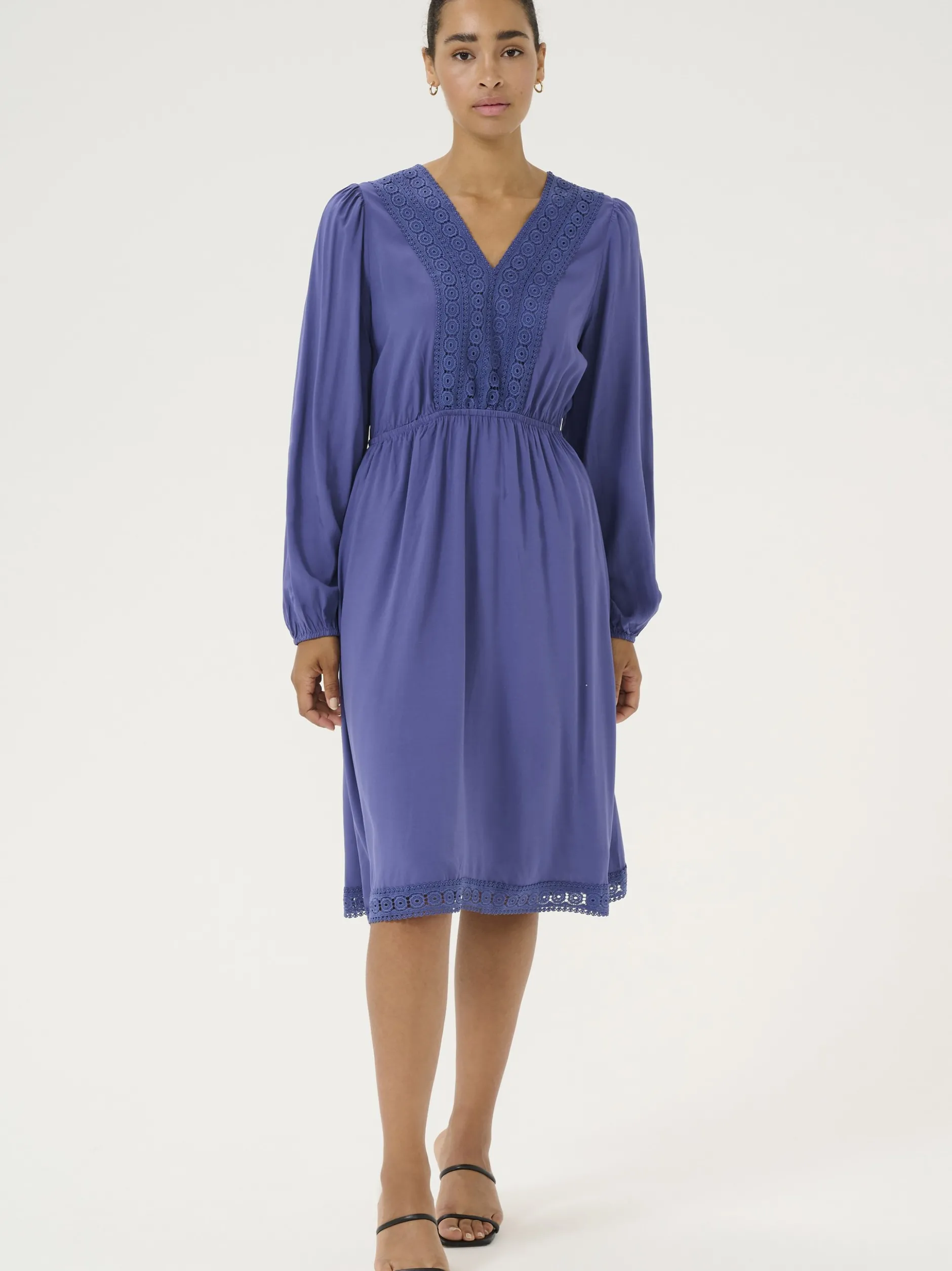 Kaffe Damen Kleid KAfreia Elastische Taille in blau