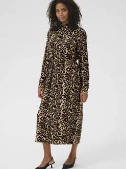 Kaffe Damen Kleid KAhannah in beige schwarz