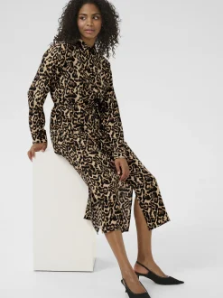 Kaffe Damen Kleid KAhannah in beige schwarz