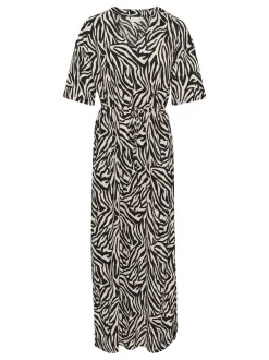 Kaffe Damen Kleid KAivanna in schwarz ecru