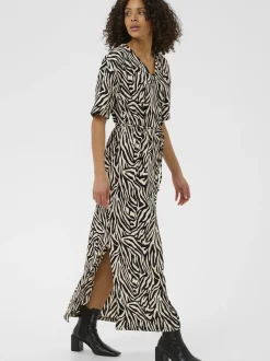 Kaffe Damen Kleid KAivanna in schwarz ecru