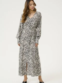 Kaffe Damen Kleid KAjodie in schwarz ecru