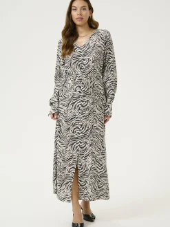 Kaffe Damen Kleid KAjodie in schwarz ecru