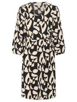 Kaffe Damen Kleid KAkatrine in schwarz beige