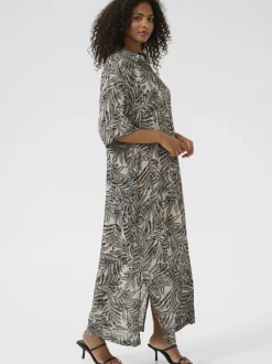 Kaffe Damen Kleid KAthora in ecru schwarz
