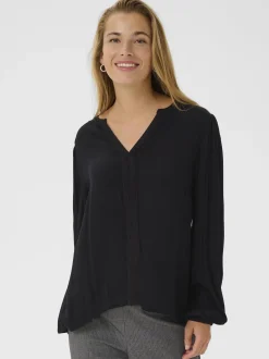 Kaffe Damen Langarm-Bluse KAstine in schwarz