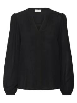 Kaffe Damen Langarm-Bluse KAstine in schwarz