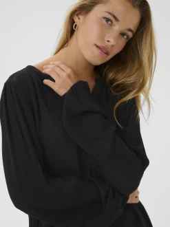 Kaffe Damen Langarm-Bluse KAstine in schwarz