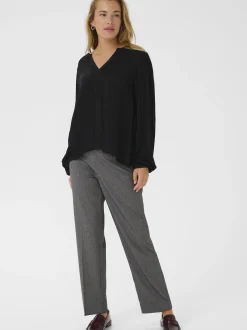 Kaffe Damen Langarm-Bluse KAstine in schwarz