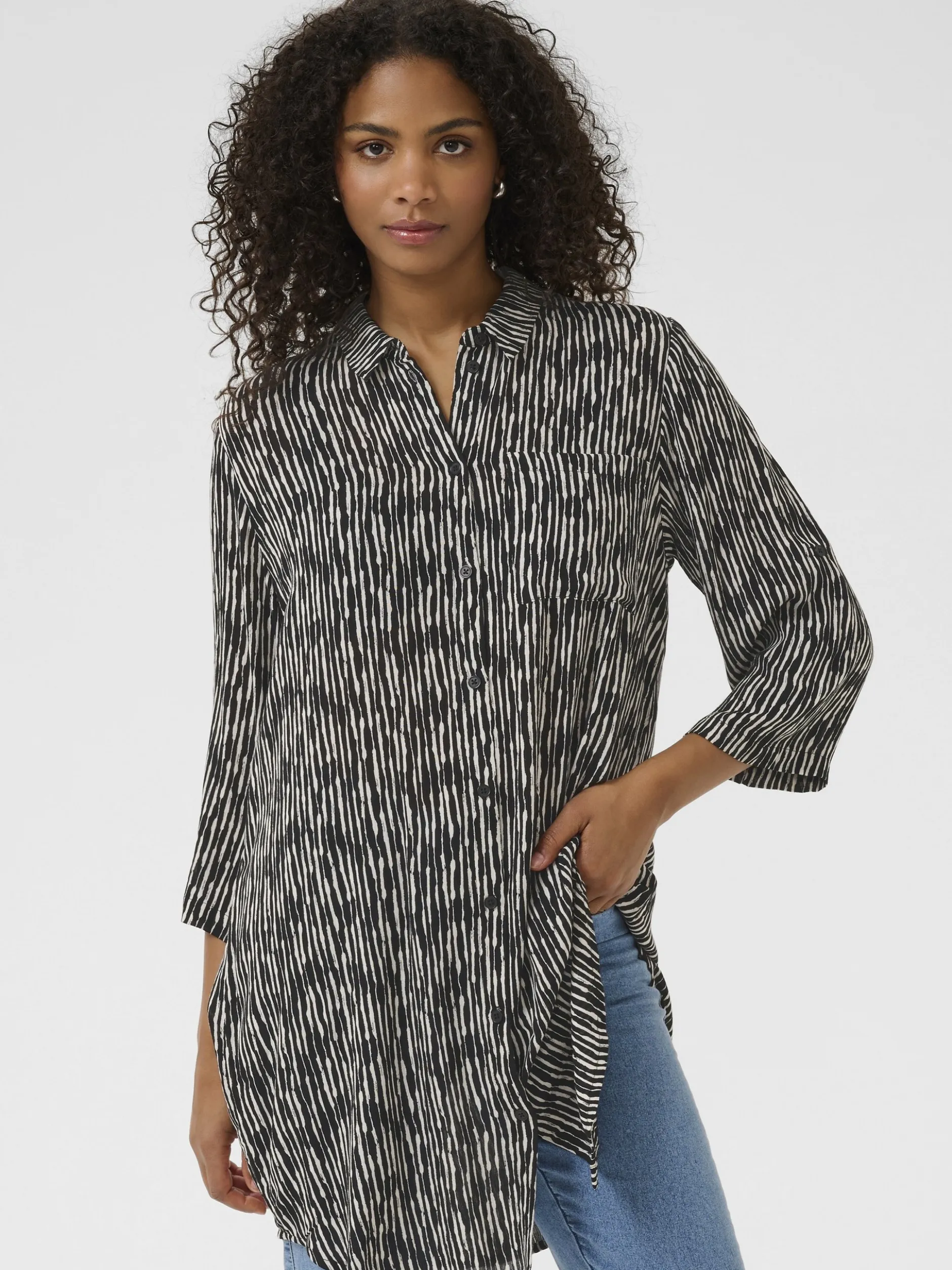 Kaffe Damen Longbluse KAjessi in schwarz