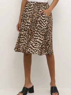 Kaffe Damen Rock KAamber Elastische Taille in beige schwarz