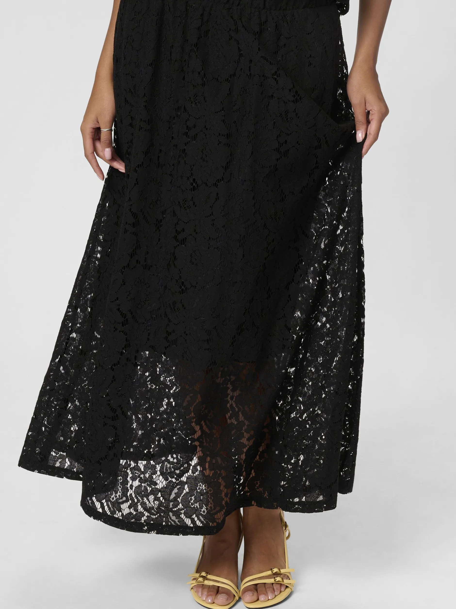 Kaffe Damen Rock KAnomi Elastische Taille in schwarz