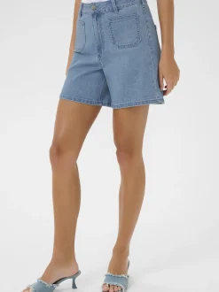 Kaffe Damen Shorts KAsarah Hohe Taille in blau