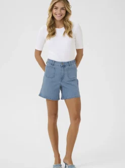 Kaffe Damen Shorts KAsarah Hohe Taille in blau