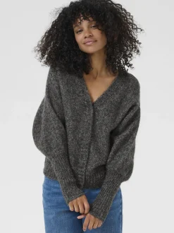 Kaffe Damen Strickjacke KAcuba in grau