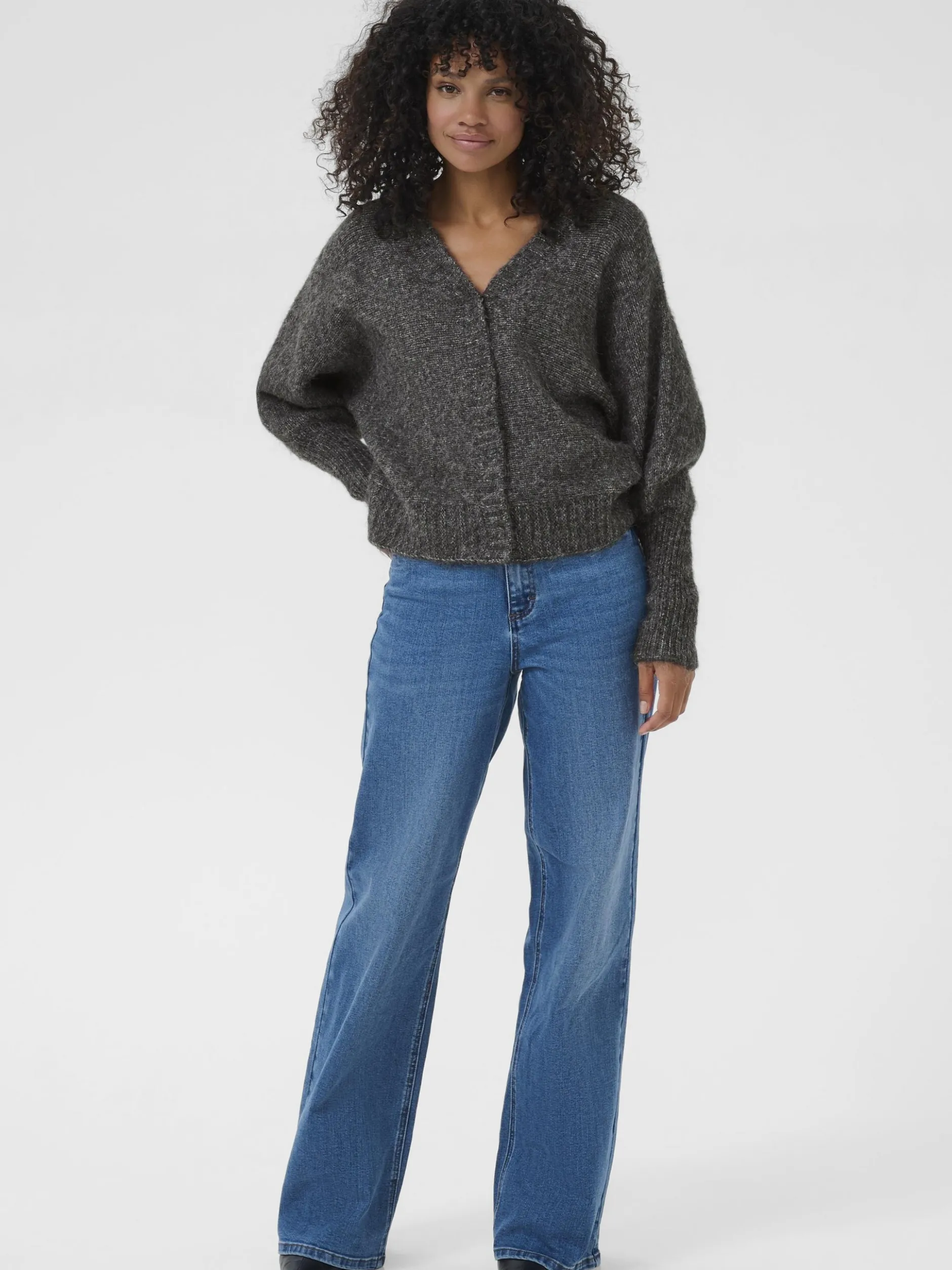 Kaffe Damen Strickjacke KAcuba in grau