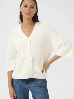 Kaffe Damen Strickjacke KArosie in ecru
