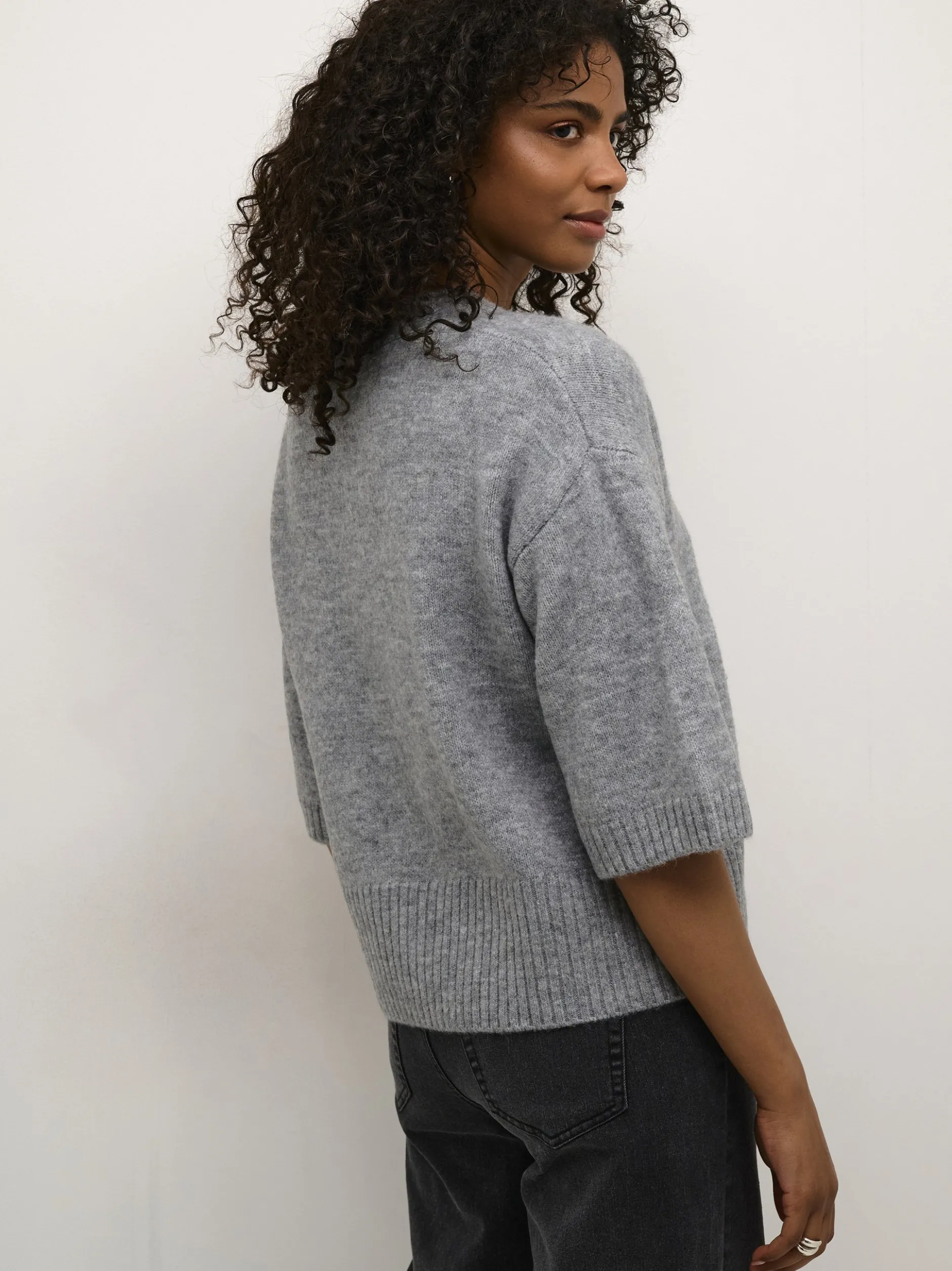 Kaffe Damen Strickjacke KArosie in grau