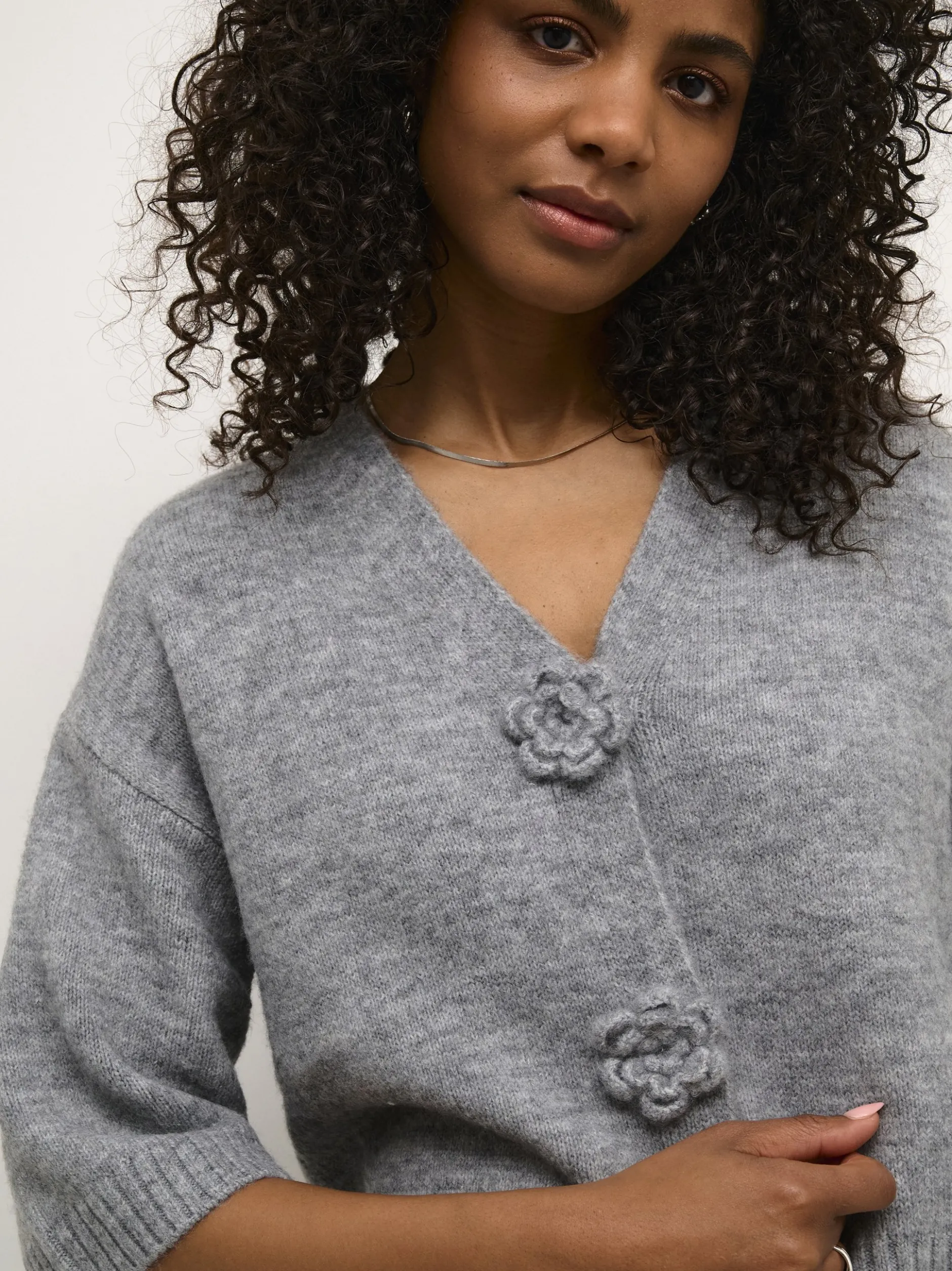 Kaffe Damen Strickjacke KArosie in grau