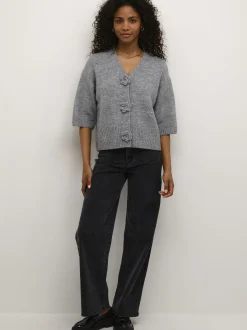 Kaffe Damen Strickjacke KArosie in grau