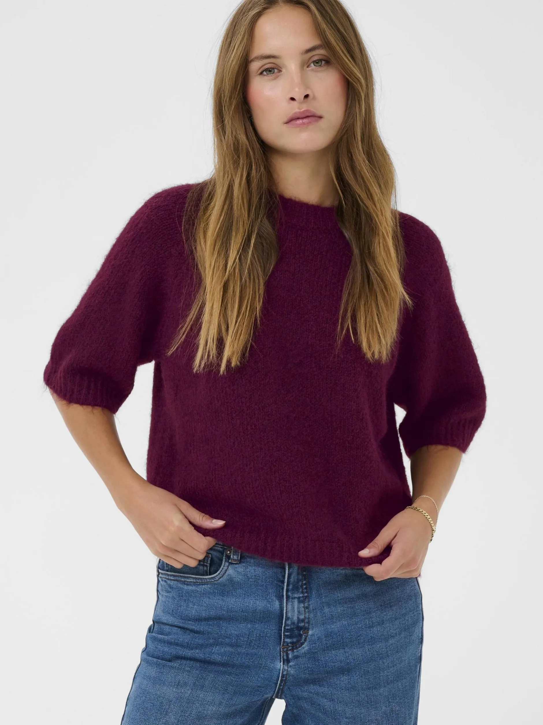 Kaffe Damen Strickpullover KAemilie in bordeaux