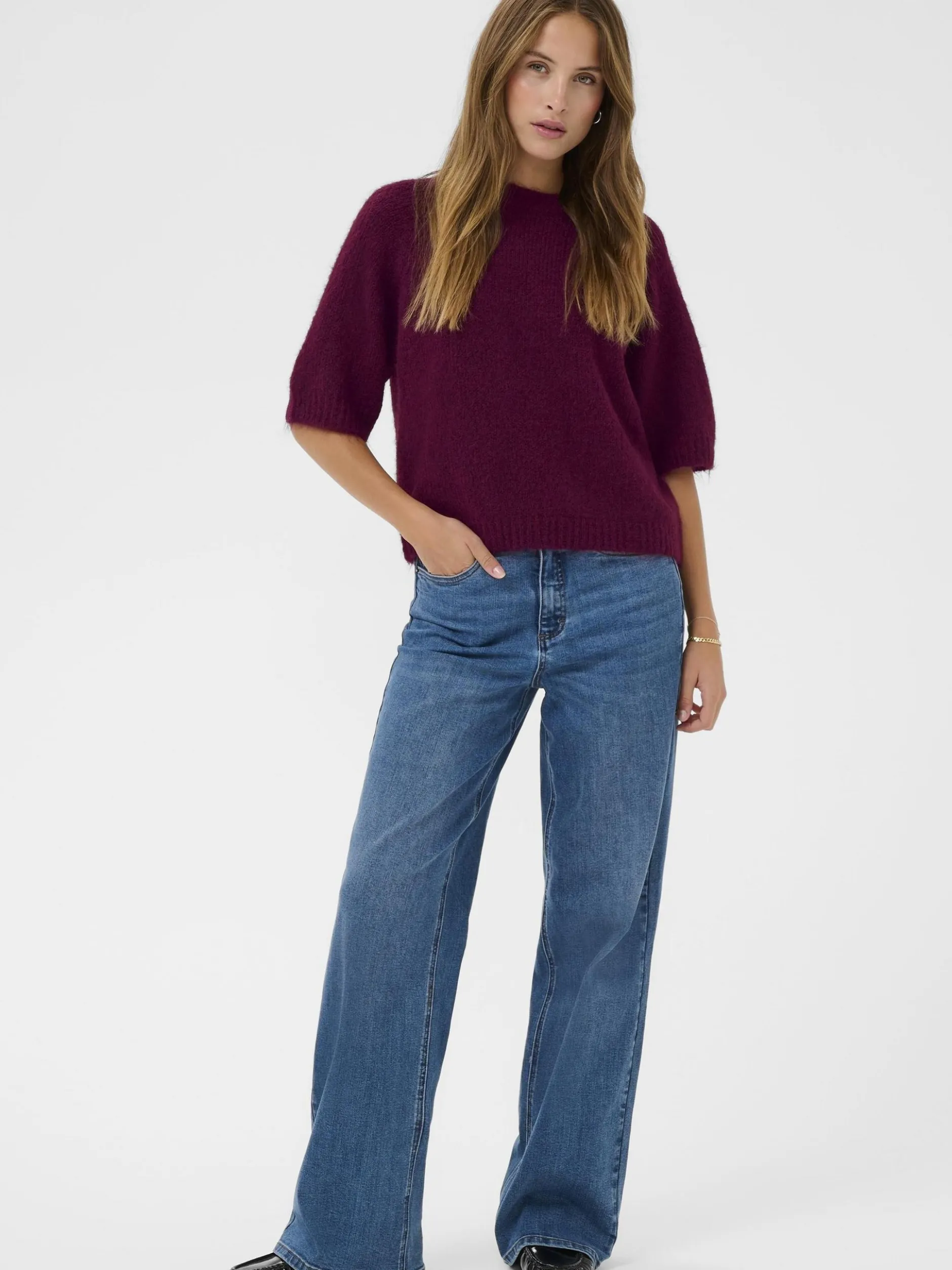 Kaffe Damen Strickpullover KAemilie in bordeaux