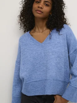 Kaffe Damen Strickpullover KAfridana in blau