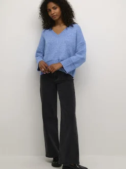 Kaffe Damen Strickpullover KAfridana in blau
