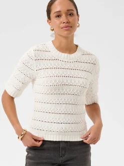 Kaffe Damen Strickpullover KAkaren in weiß
