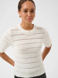 Kaffe Damen Strickpullover KAkaren in weiß